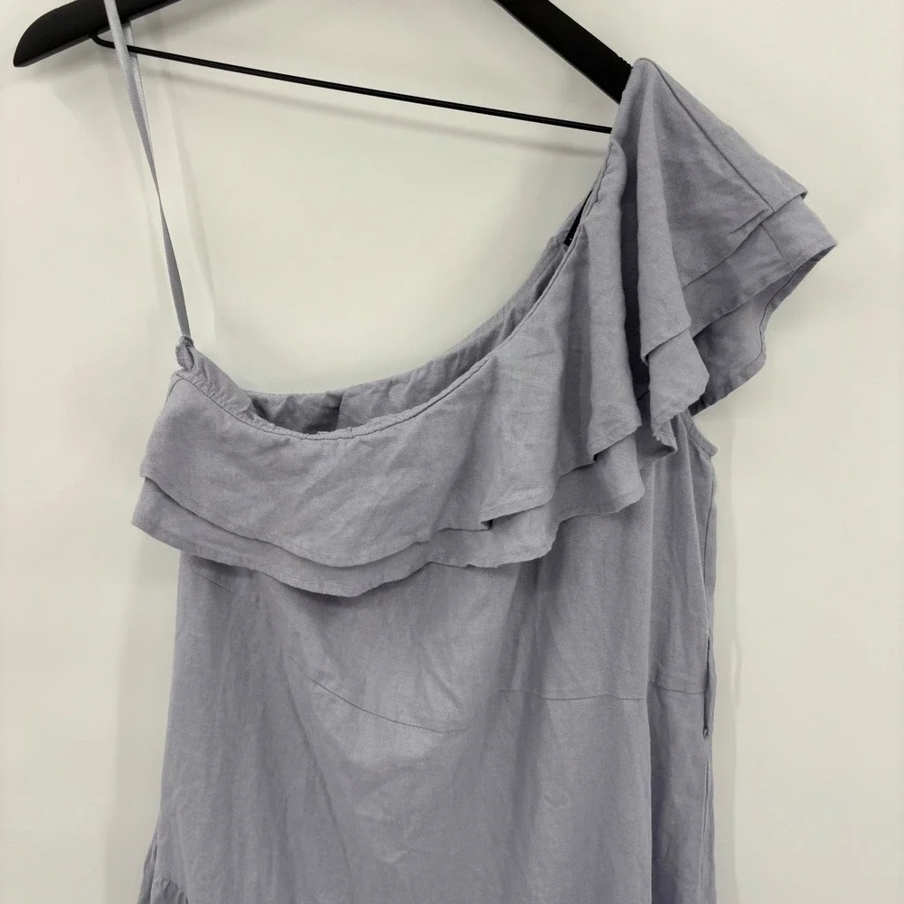 Nicole Miller One Shoulder Linen Dress Womens‎ Medium Periwinkle Kentucky Derby